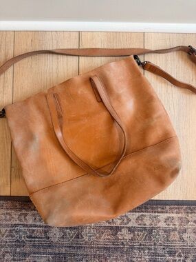 ABLE Cognac Leather Shoulder Bag